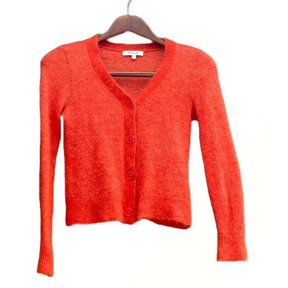 Madewell Orange Alpaca Blend V Neck Cardigan Size XS - Picture 4 of 13